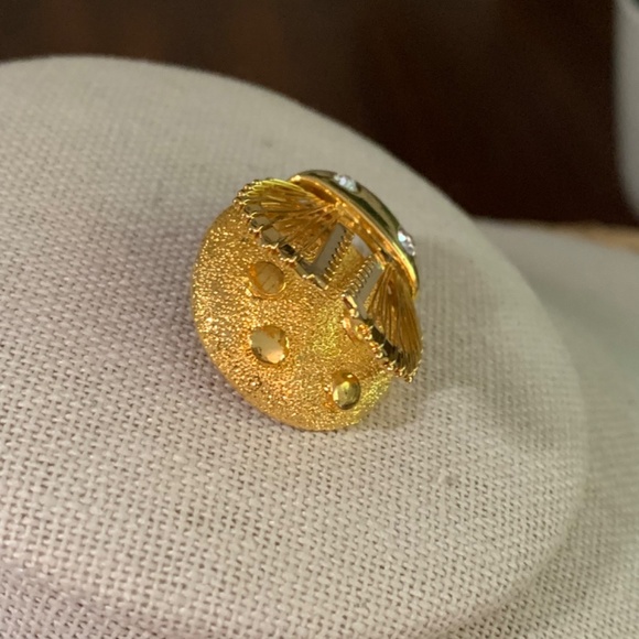 Winged Golden Ladybug Brooch with Crystal Eyes, Vintage - Picture 2 of 8